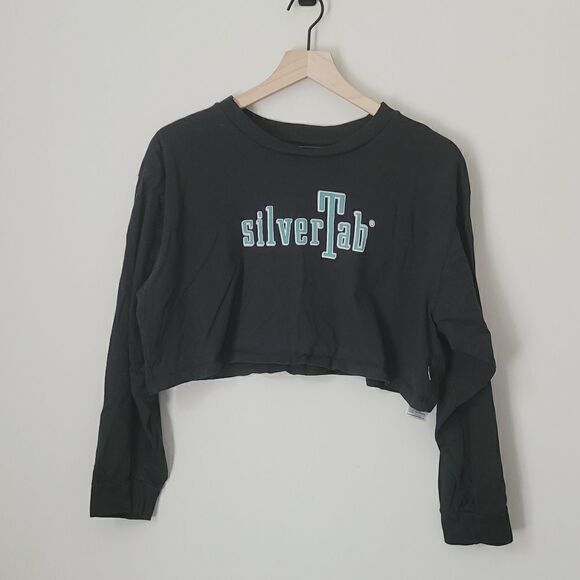 Levi's Silver Tab Cropped Black Long Sleeve Size Medium - Picture 1 of 7